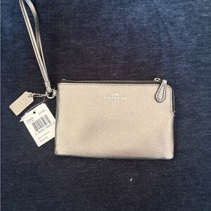 Coach Metallic Silver Wristlet